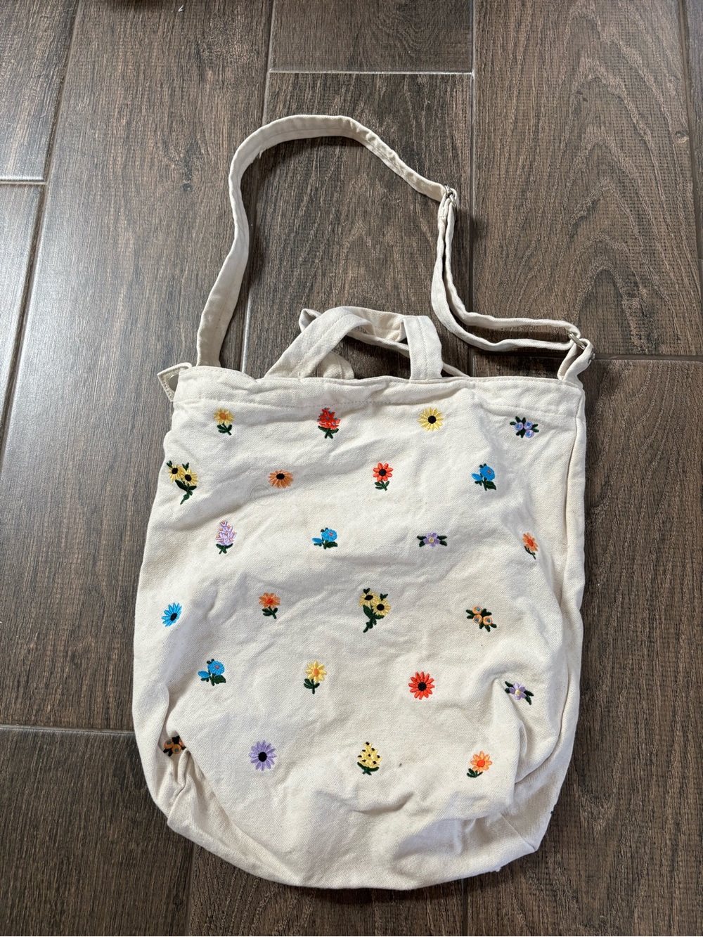 BAGGU / The Embroidered Ditsy Floral Duck Tote Bag - Picture 7 of 9